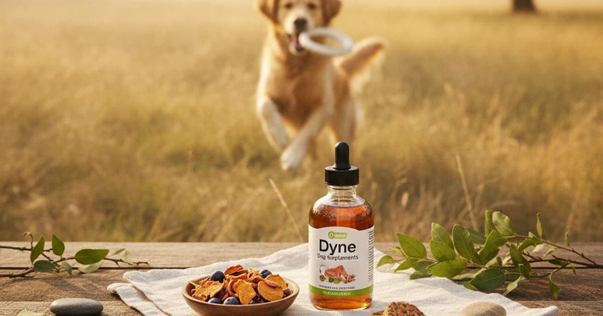 A dog being cared for at home, illustrating dyne dog supplements