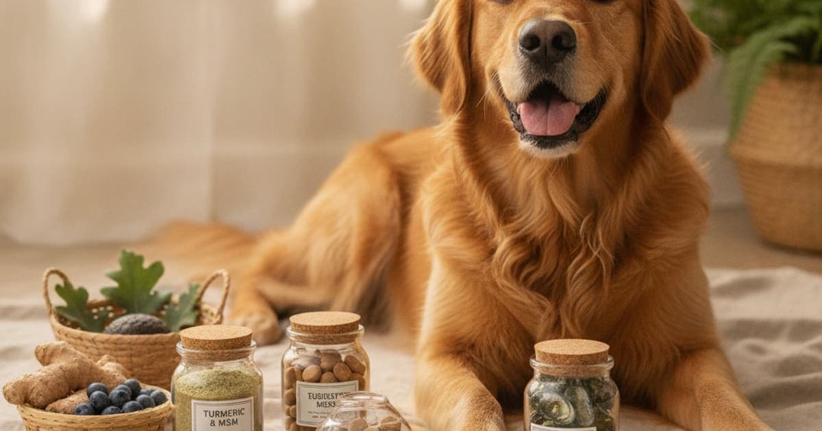 A dog being cared for at home, illustrating eggshell membrane alternatives for dogs