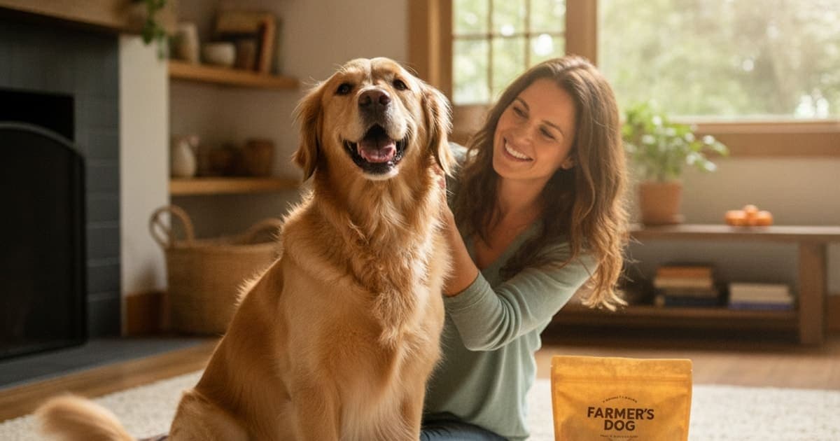 A dog being cared for at home, illustrating farmer's dog supplements: what fresh food doesn't cover