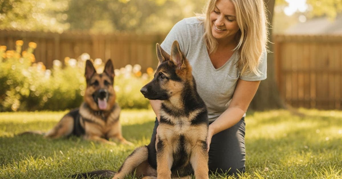 A dog being cared for at home, illustrating what does german shepherd hip dysplasia look like