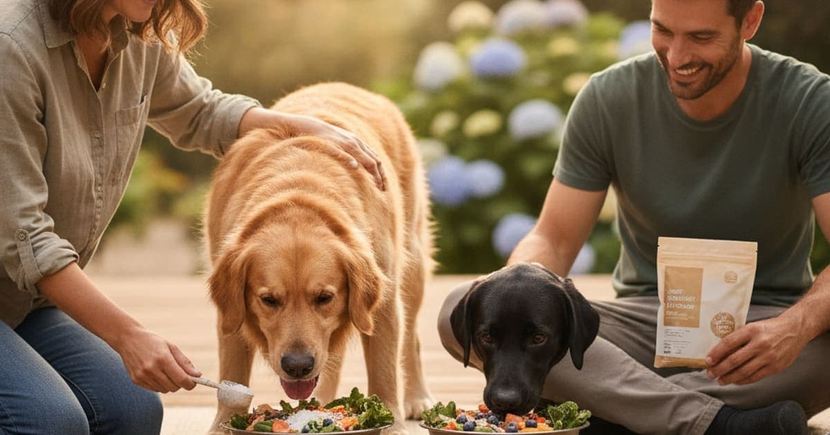 A dog being cared for at home, illustrating what foods prevent arthritis in dogs? (diet & joint care)