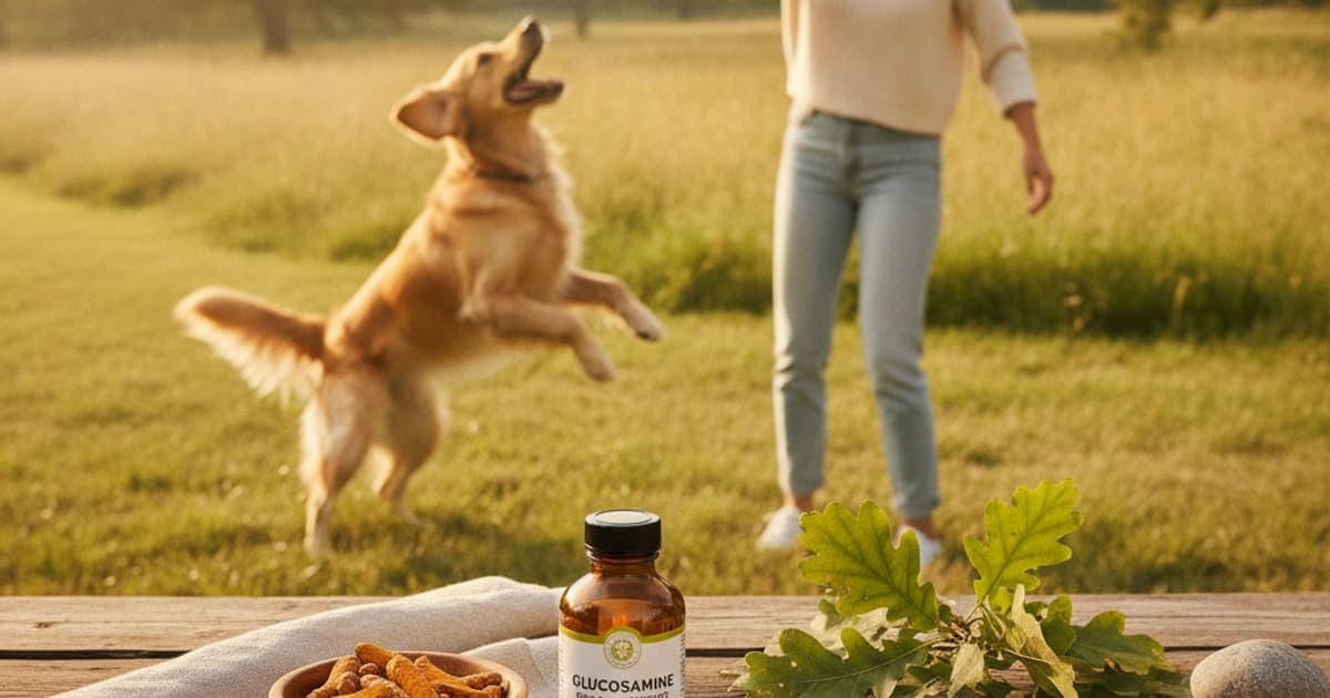 A dog being cared for at home, illustrating what is msm in dog supplements? (glucosamine stacks)