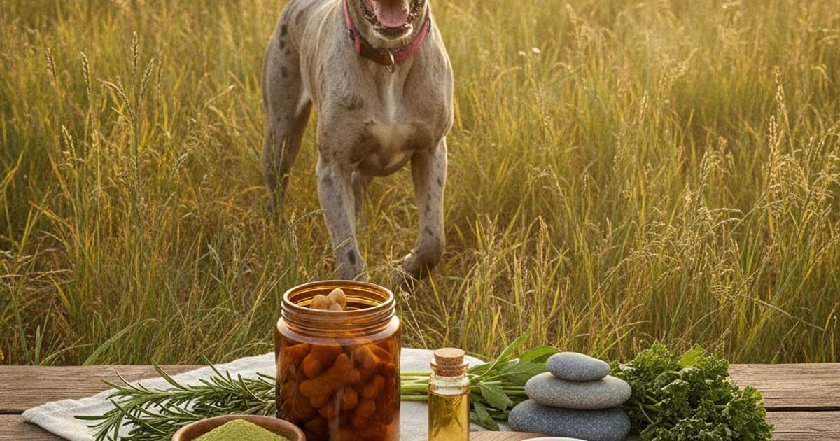 A dog being cared for at home, illustrating great dane supplements
