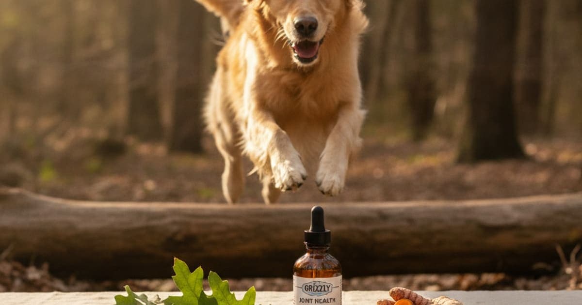 A dog being cared for at home, illustrating grizzly joint health liquid: what dog owners should know