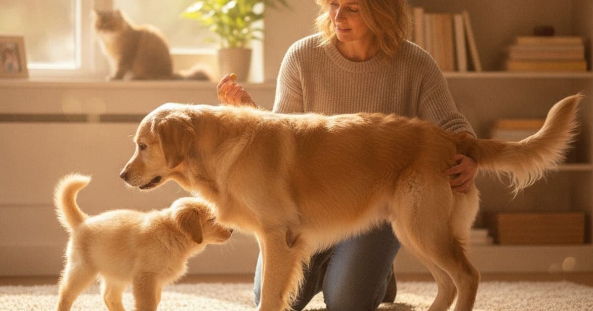 A dog being cared for at home, illustrating does my dog have joint pain? (early signs checklist)