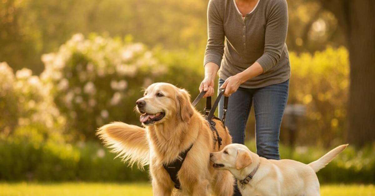 A dog being cared for at home, illustrating hip weakness in dogs: signs, causes and what helps