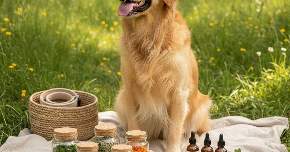 A dog being cared for at home, illustrating holistic dog supplements