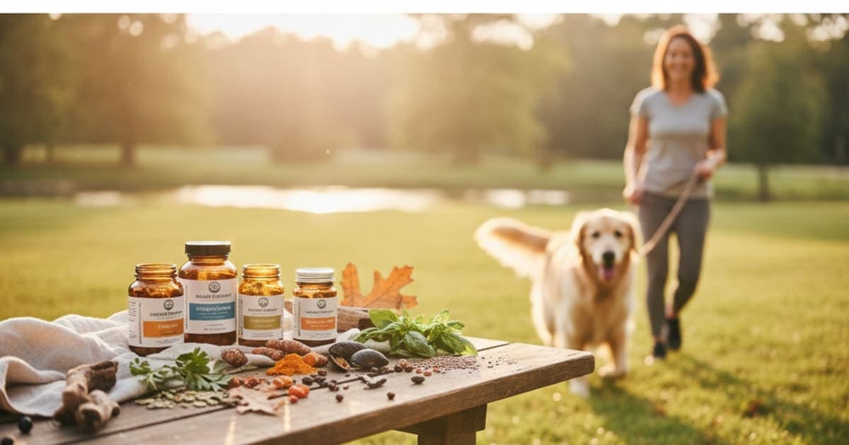 A dog being cared for at home, illustrating how do i choose reliable dog vitamins for seniors