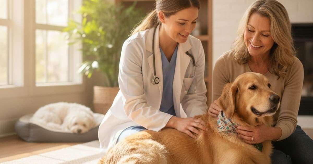 A dog being cared for at home, illustrating how is a ccl tear diagnosed in dogs? (exam to imaging)