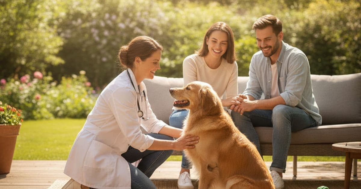 A dog being cared for at home, illustrating how is colitis diagnosed in dogs? (the vet workup)