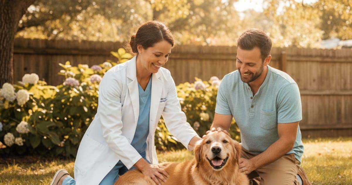 A dog being cared for at home, illustrating how is hip arthritis diagnosed in dogs? (vet exam steps)