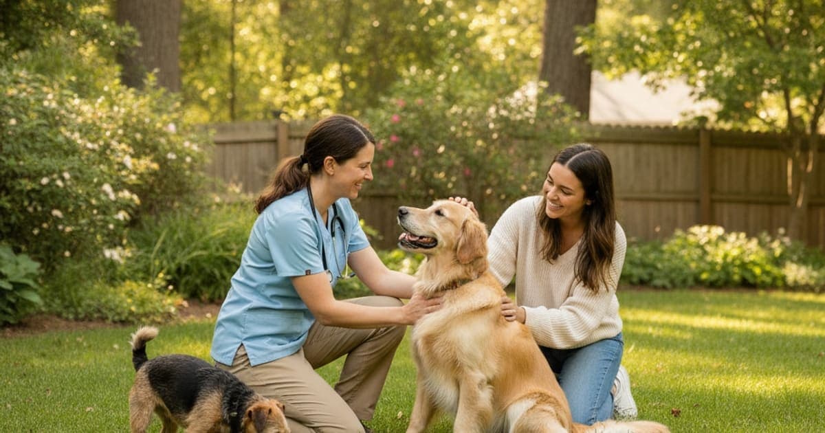 A dog being cared for at home, illustrating how is leaky gut diagnosed in dogs? (the vet workup)