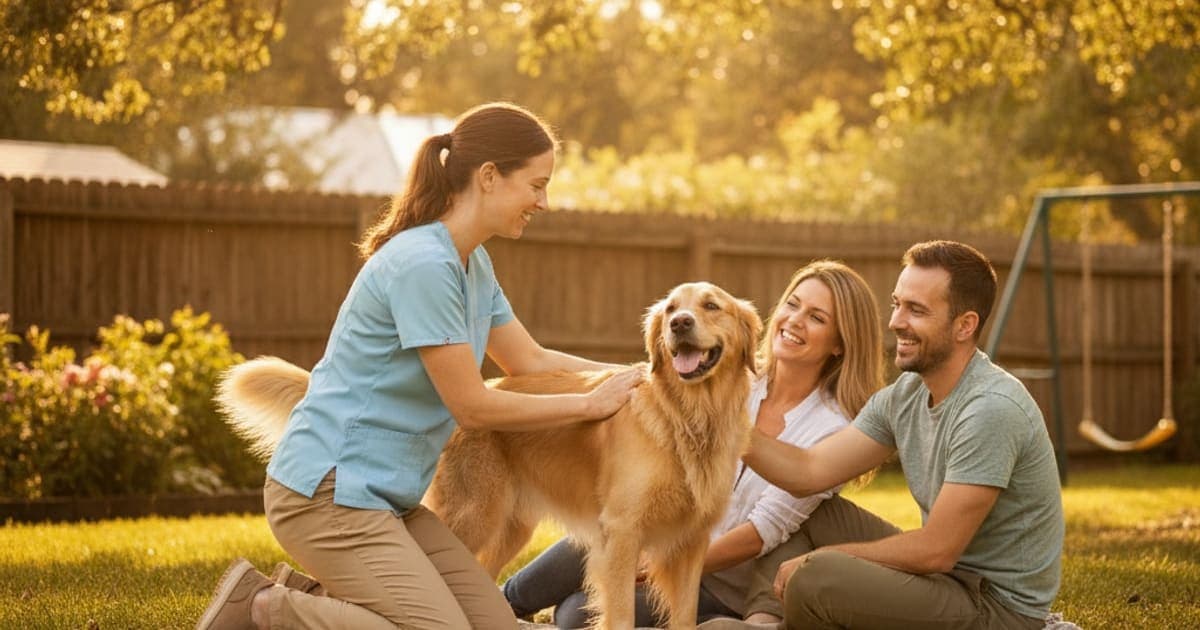 A dog being cared for at home, illustrating how is lumbosacral stenosis diagnosed in dogs? (vet workup)