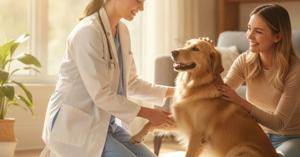 A dog being cared for at home, illustrating how is luxating patella diagnosed in dogs? (exam & grading)