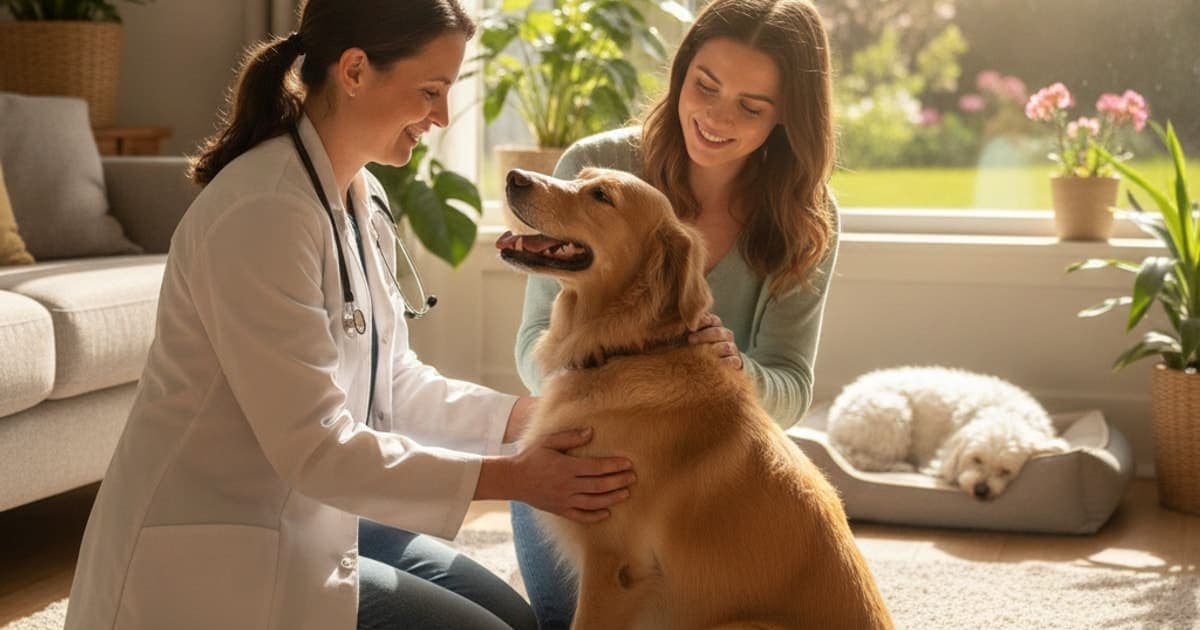A dog being cared for at home, illustrating how is nerve damage diagnosed in dogs? (vet workup steps)