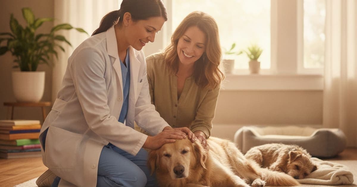 A dog being cared for at home, illustrating how are pressure sores diagnosed in dogs? (vet exam steps)