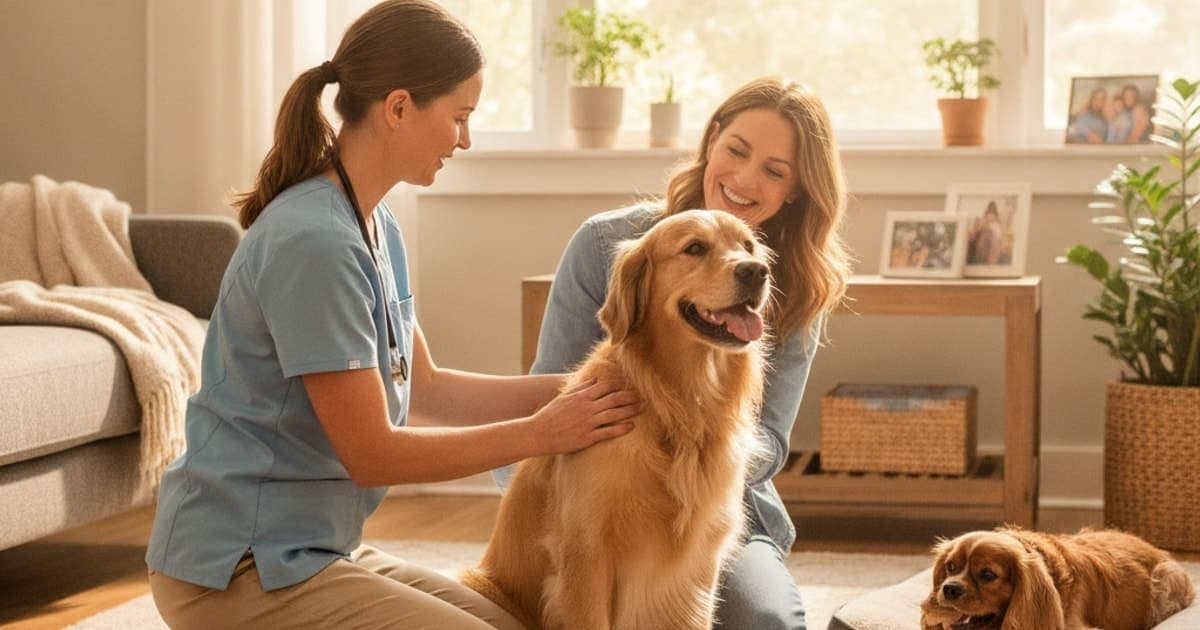 A dog being cared for at home, illustrating how is shoulder ocd diagnosed in dogs? (imaging explained)