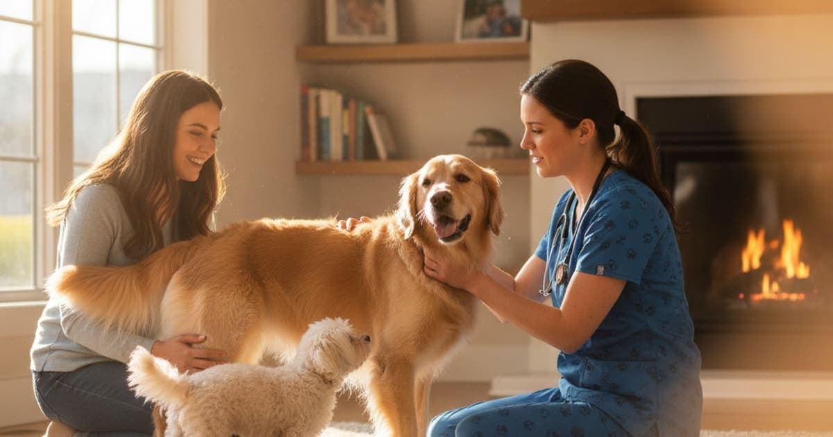 A dog being cared for at home, illustrating how is spinal injury diagnosed in dogs? (vet exam steps)
