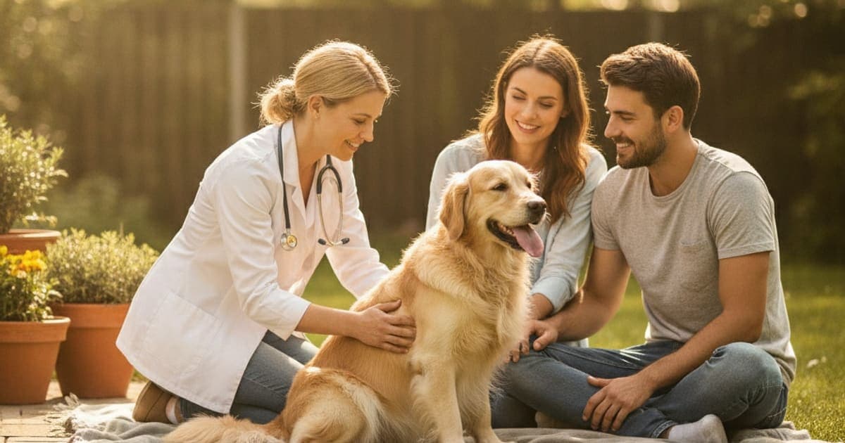 A dog being cared for at home, illustrating how is stomach ulcers diagnosed in dogs? (vet workup)