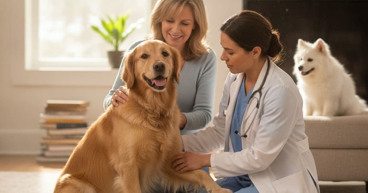 A dog being cared for at home, illustrating how is tendonitis diagnosed in dogs? (exam and imaging)
