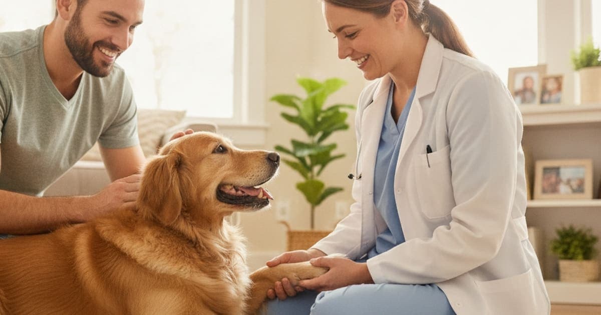 A dog being cared for at home, illustrating how is toe injury diagnosed in dogs? (vet exam steps)