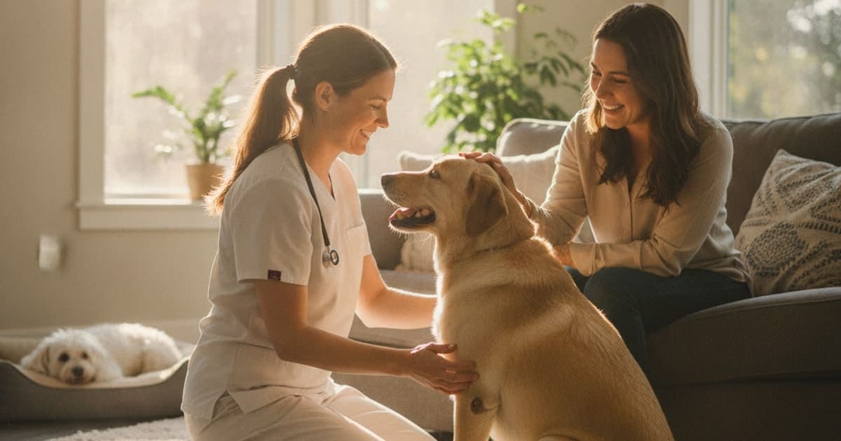 A dog being cared for at home, illustrating how is torn acl diagnosed in dogs? (exam and imaging)