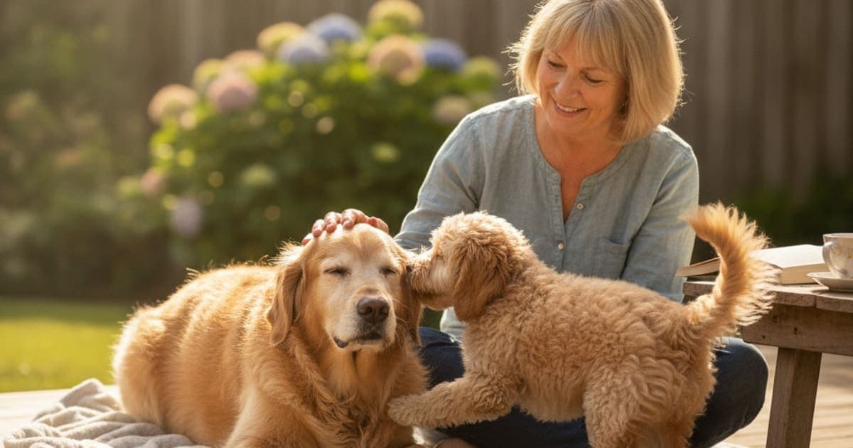 A dog being cared for at home, illustrating how long does arthritis take to heal in dogs? (timeline)