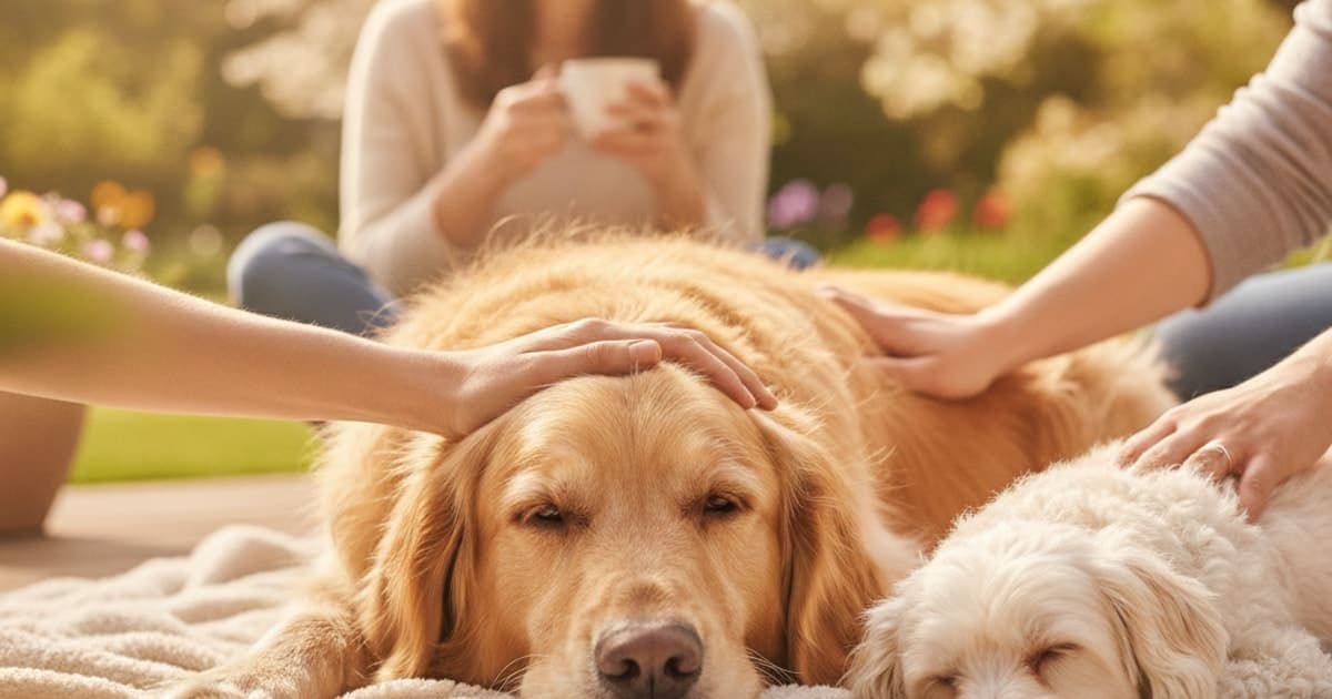 A dog being cared for at home, illustrating how long does chronic pain take to heal in dogs? (timelines)