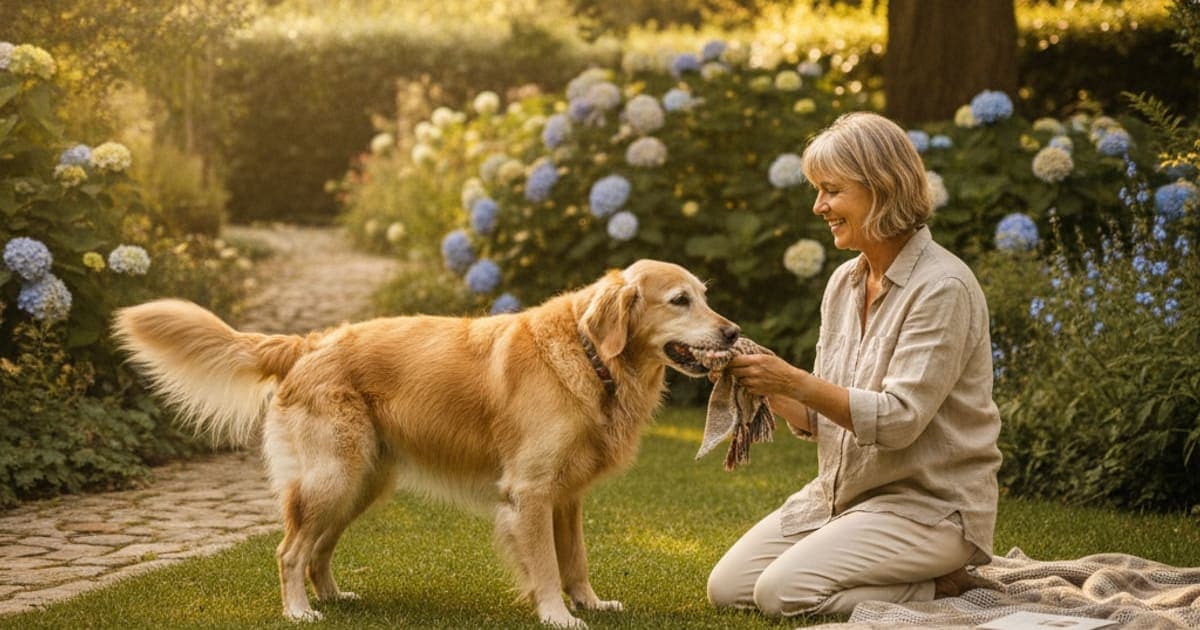 A dog being cared for at home, illustrating how long does cognitive decline take to heal in dogs