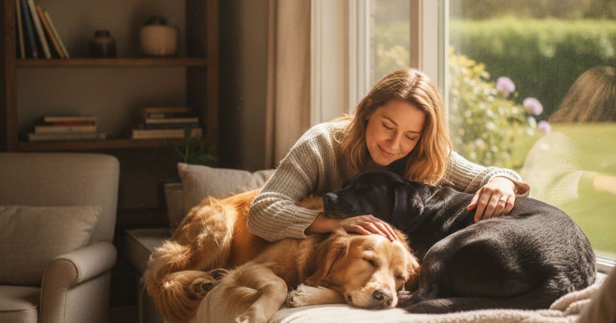 A dog being cared for at home, illustrating how long does colitis take to heal in dogs? (timelines)