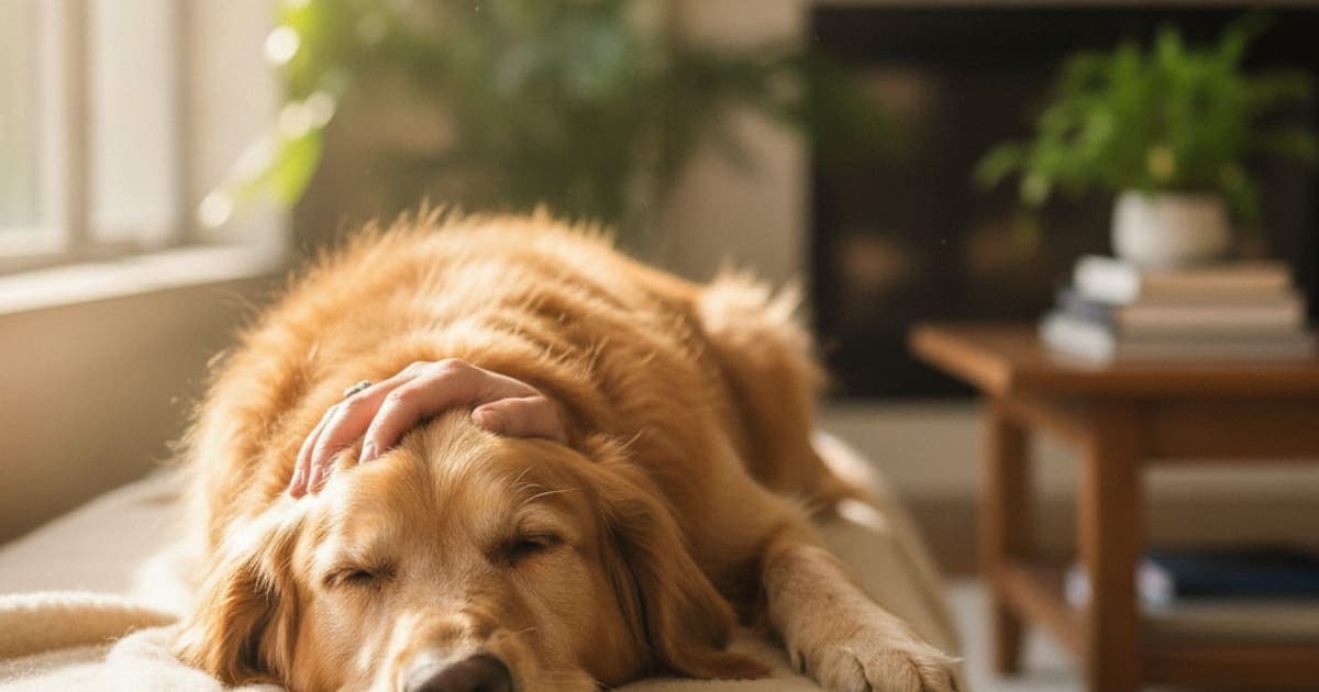 A dog being cared for at home, illustrating how long does inflammation take to heal in dogs? (timeline)