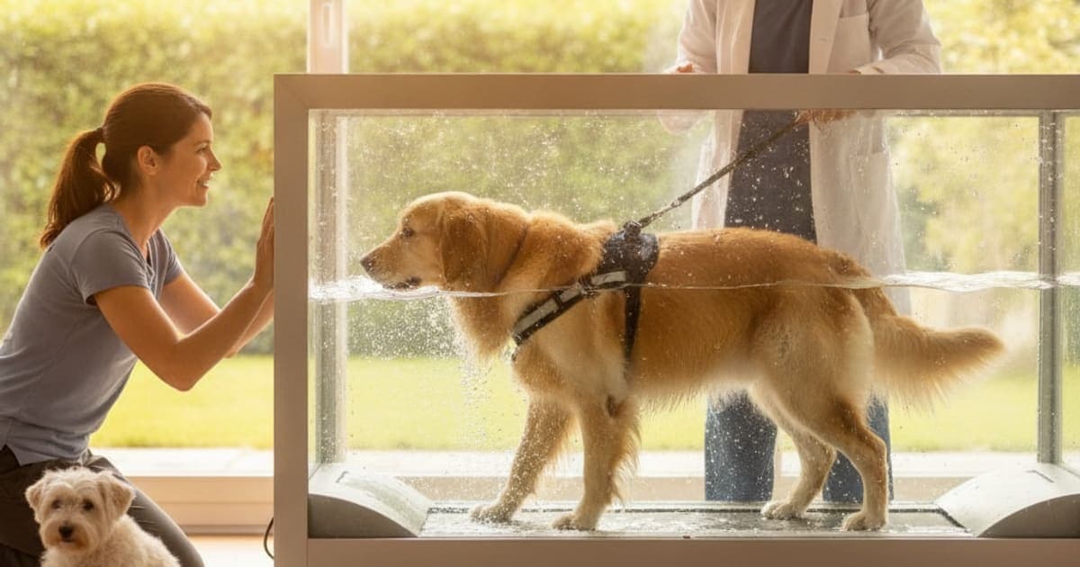 A dog being cared for at home, illustrating how long does muscle atrophy take to heal in dogs