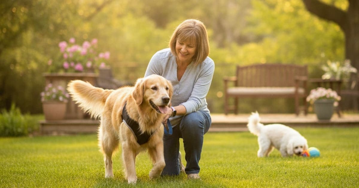 A dog being cared for at home, illustrating how long does shoulder instability take to heal in dogs