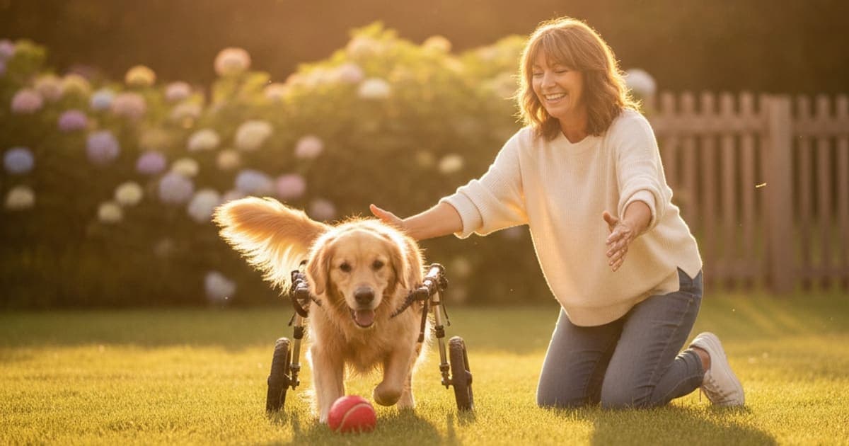A dog being cared for at home, illustrating how long does spinal injury take to heal in dogs