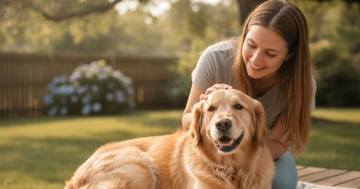 A dog being cared for at home, illustrating how long does wound healing take in dogs? (timeline)