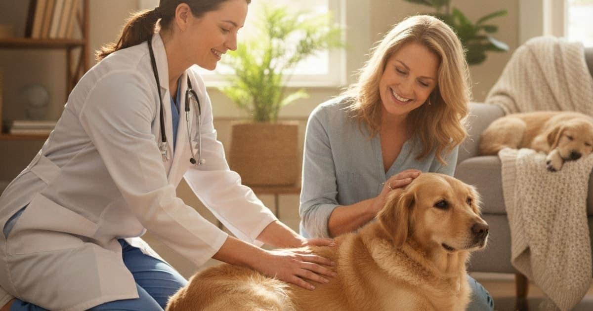 A dog being cared for at home, illustrating how much does dog bicipital tenosynovitis cost
