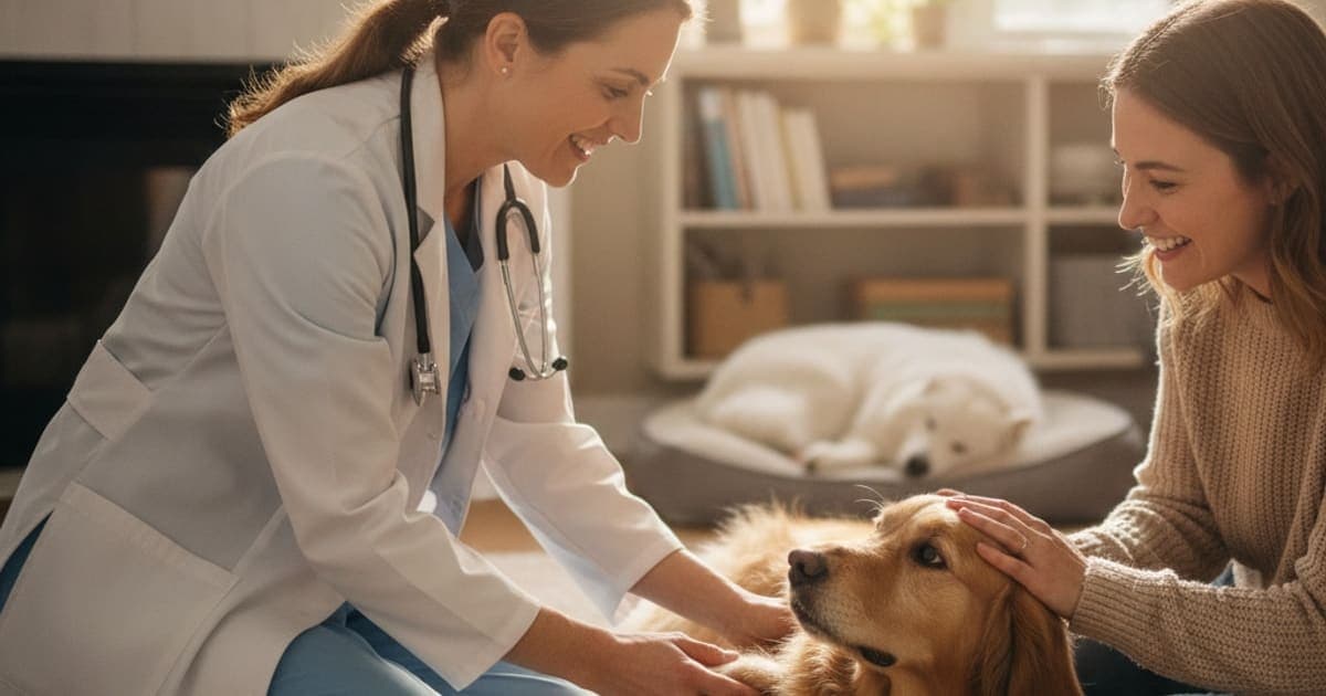 A dog being cared for at home, illustrating how much does dog bursitis cost? (vet care breakdown)