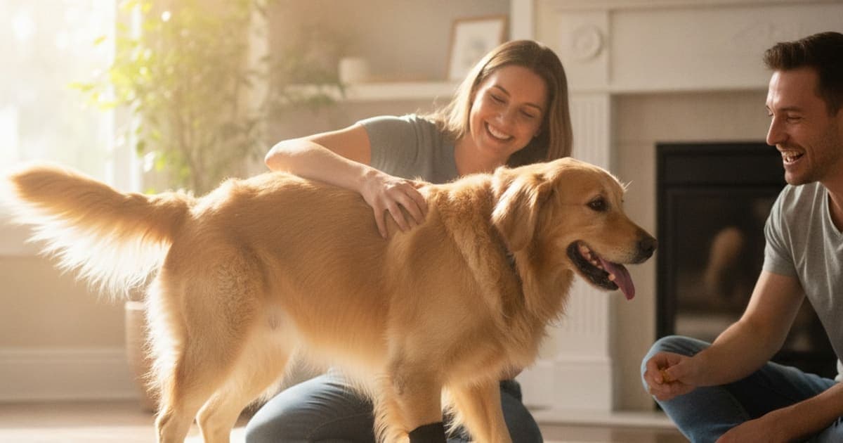 A dog being cared for at home, illustrating how much does dog carpal hyperextension treatment cost