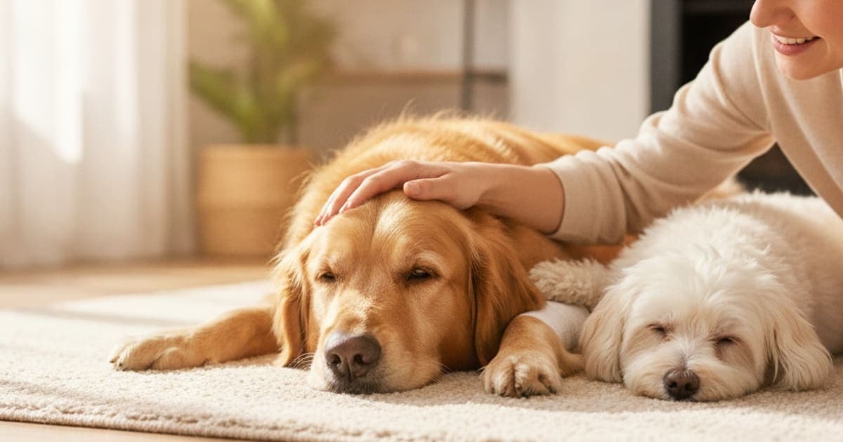 A dog being cared for at home, illustrating how much does it cost to treat ccl tear in dogs