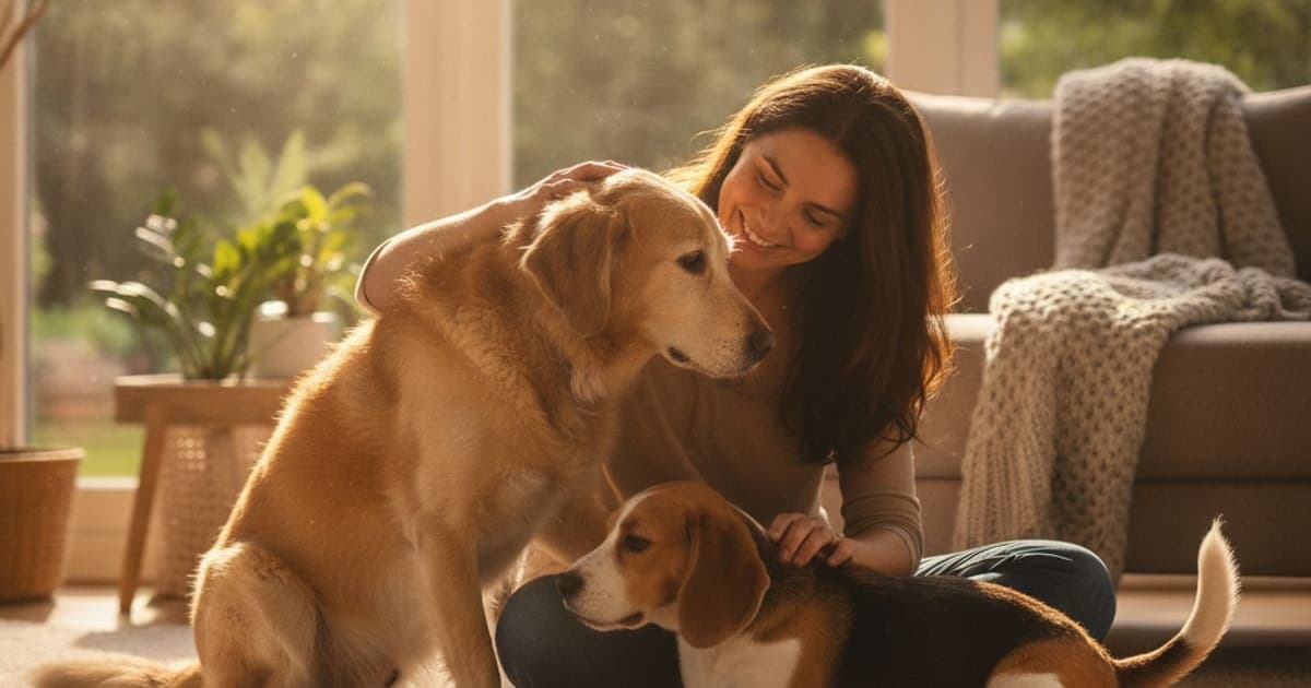 A dog being cared for at home, illustrating how much does dog cognitive decline cost to manage