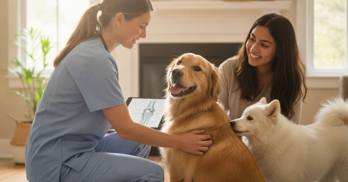 A dog being cared for at home, illustrating how much does it cost to treat ccl rupture in dogs