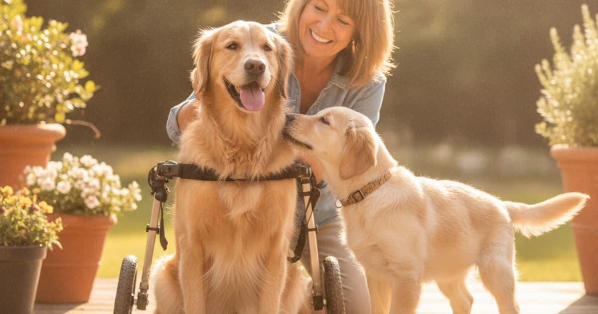 A dog being cared for at home, illustrating how much does dog degenerative myelopathy cost? (2026)