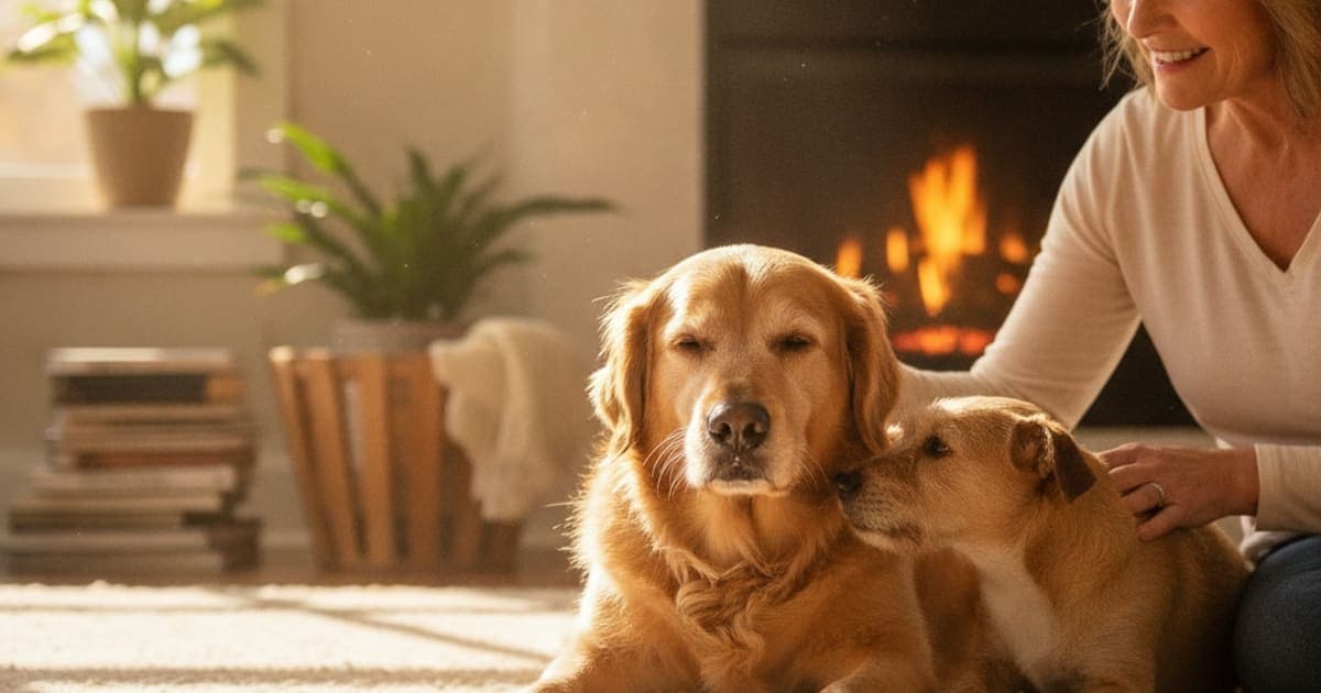 A dog being cared for at home, illustrating how much does elbow arthritis in dogs cost to manage