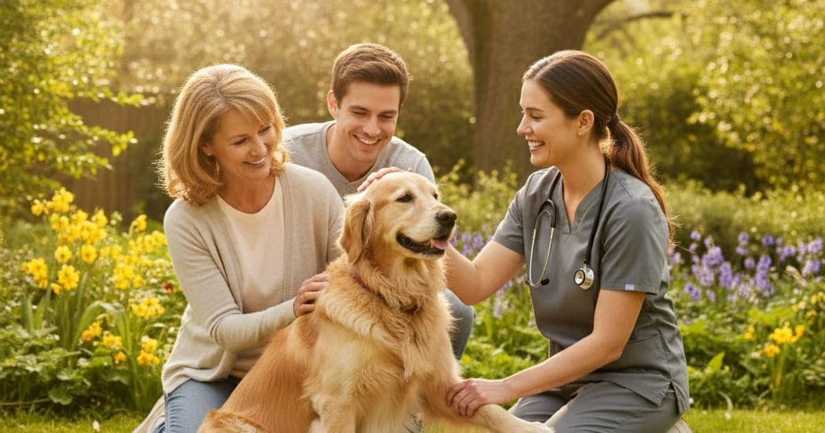 A dog being cared for at home, illustrating how much does fibrocartilaginous embolism cost in dogs