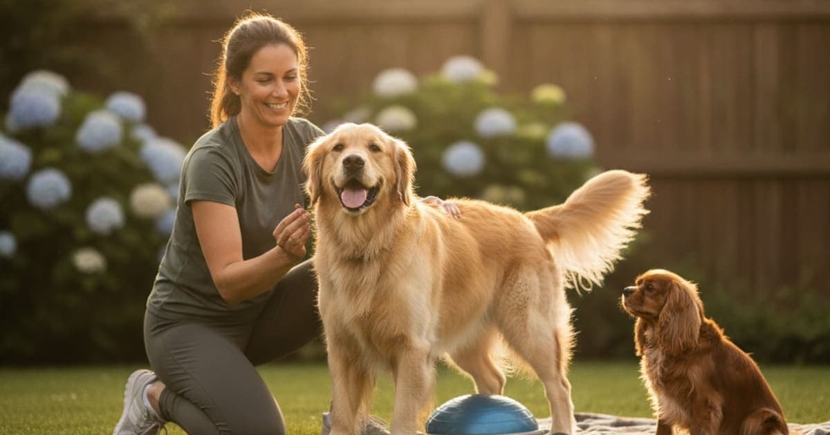 A dog being cared for at home, illustrating how much does care for dog hip weakness cost