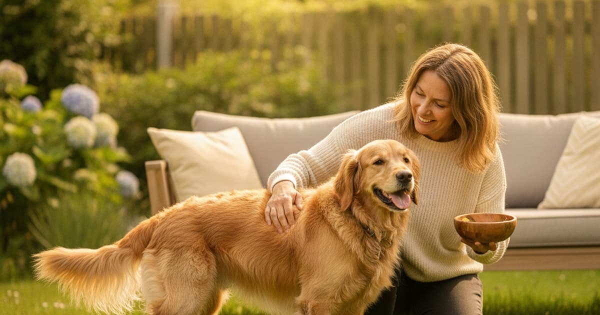 A dog being cared for at home, illustrating how much does it cost to treat inflammation in dogs