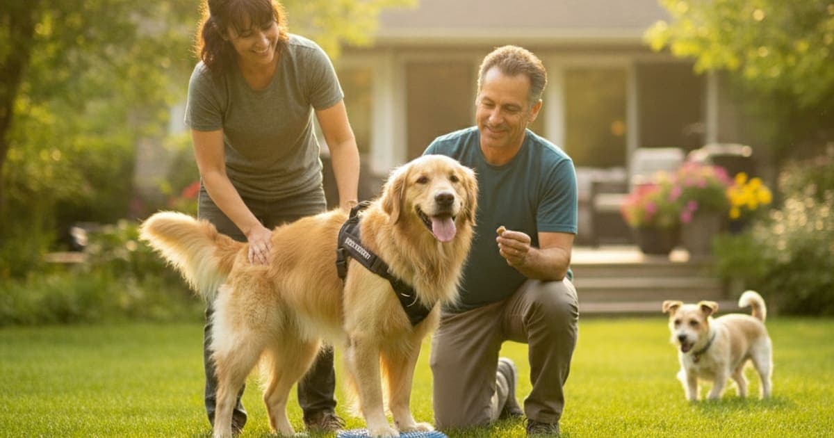 A dog being cared for at home, illustrating how much does muscle atrophy in dogs cost to manage