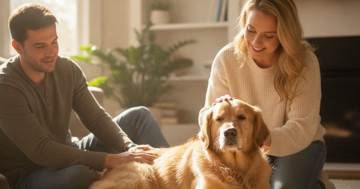 A dog being cared for at home, illustrating how much does a dog muscle tear cost? (vet care)
