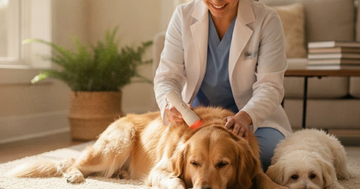 A dog being cared for at home, illustrating how much does it cost to treat nerve damage in dogs