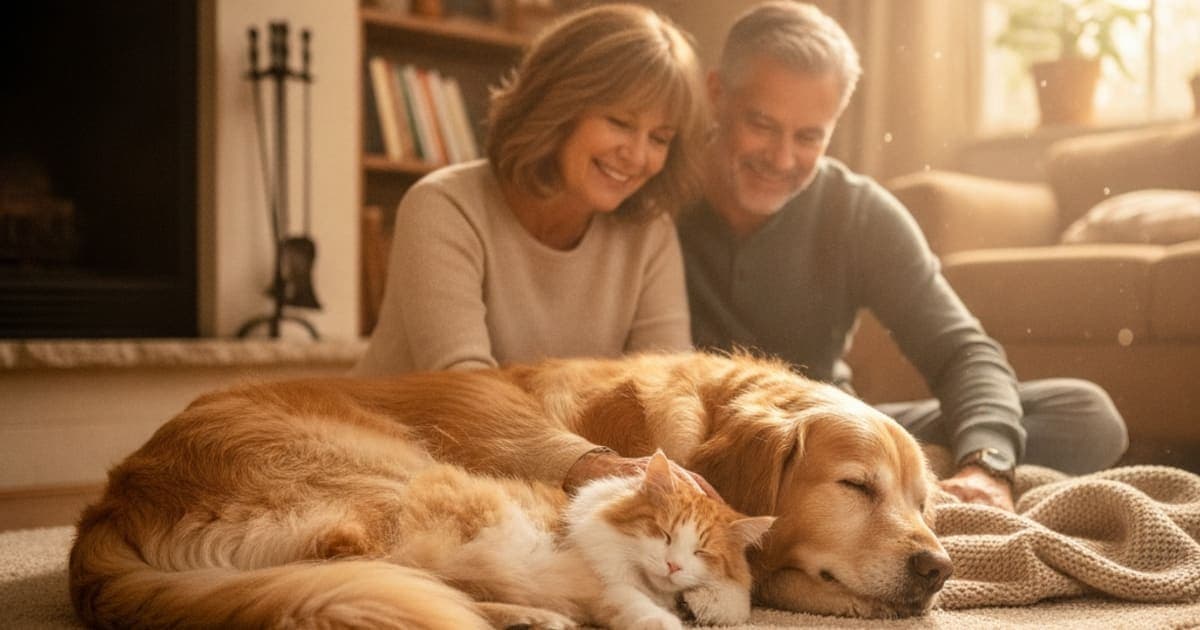 A dog being cared for at home, illustrating how much does senior dog stiffness care cost in dogs